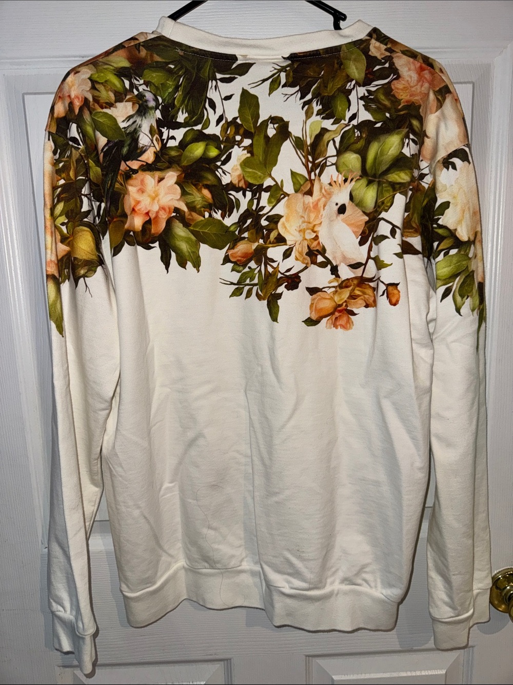 Zara Ivory Crewneck Sweatshirt with Green & Peach Botanical Print - Picture 3 of 3
